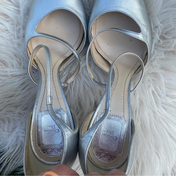 Christian Dior vintage metallic silver wedding strappy heels 39 - Picture 9 of 9